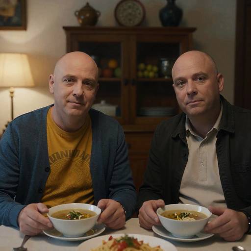 Casual Dinner Scene with Two Men