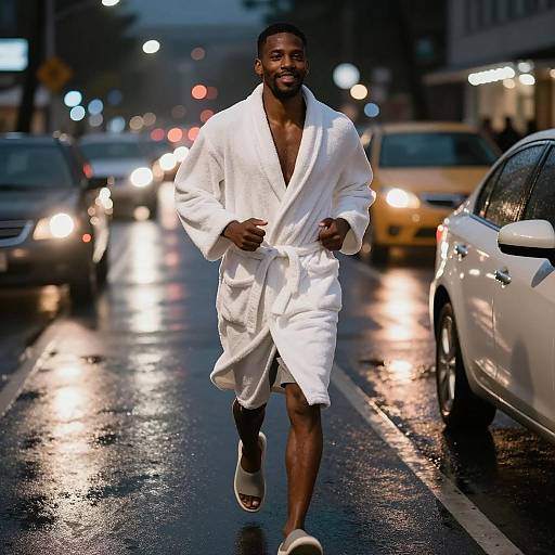 Nighttime Jogger in Urban Setting