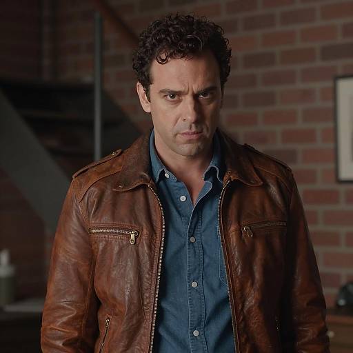 Intense Portrait in Dim Brick Room