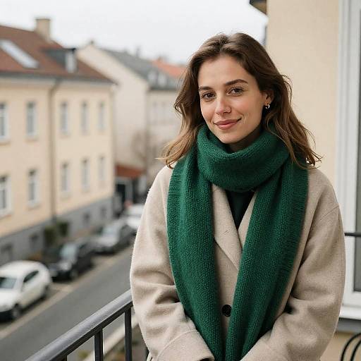 Contemplative Woman on a Balcony