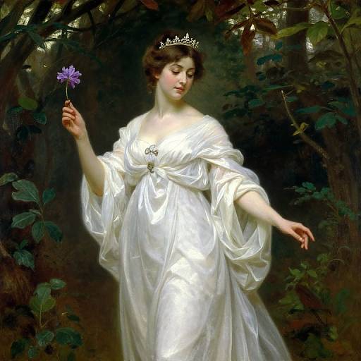 Graceful Figure with Purple Flower