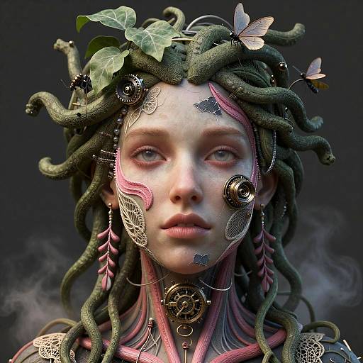 Hyper-Realistic Organic Medusa Portrait