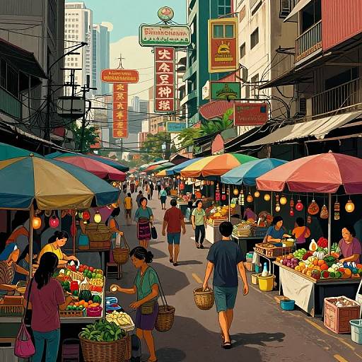 Cyberpunk Bangkok Street Market Scene