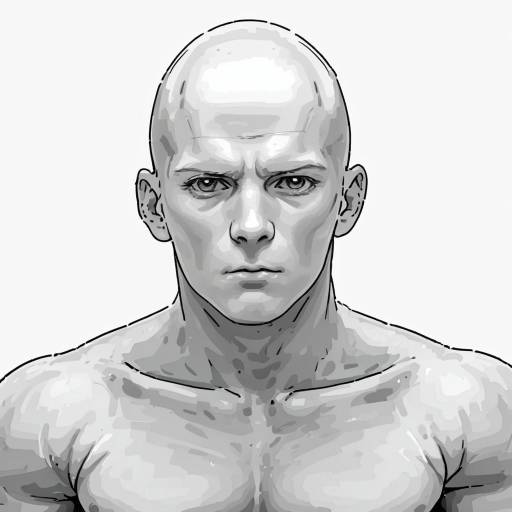 Illustration of Bald Muscular Man