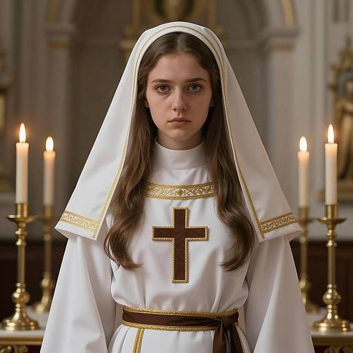 Realistic Digital Art of a Priest Costume Girl