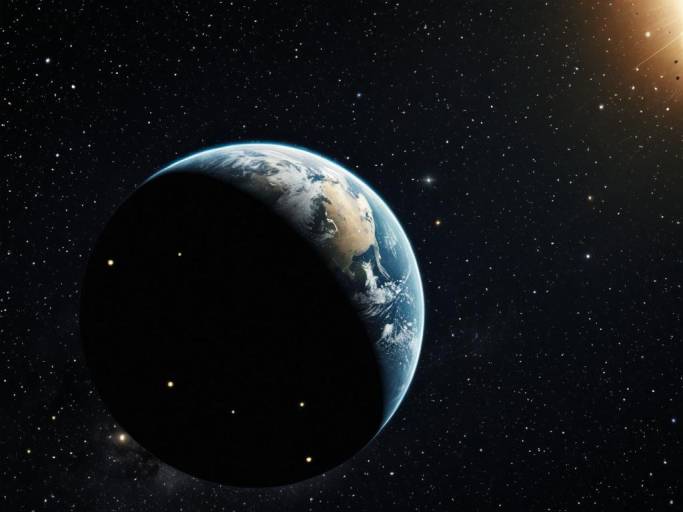 Vivid Planetary Close-Up with Starry Background