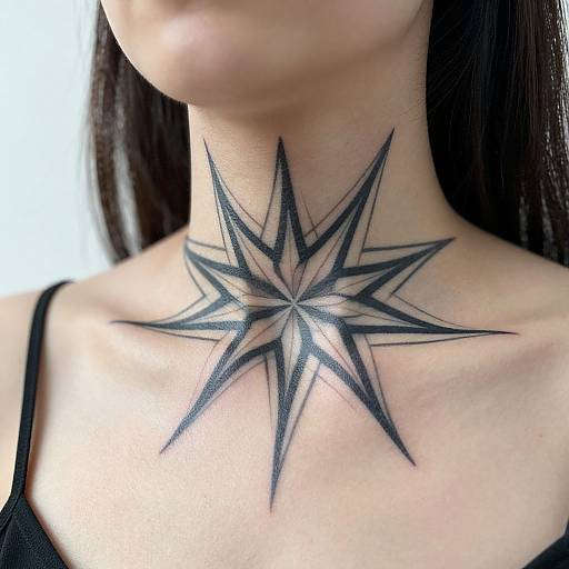 Bold Geometric Neck Tattoo Design