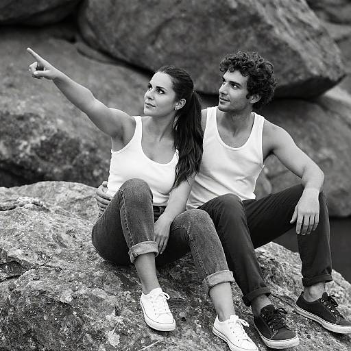 Casual Couple on Rocky Outcrop