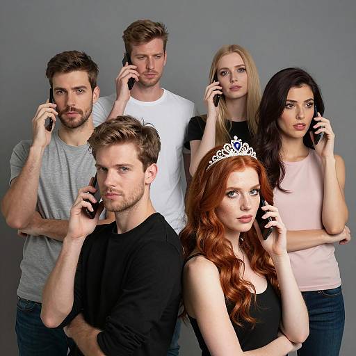 Group Portrait Against a Gray Background