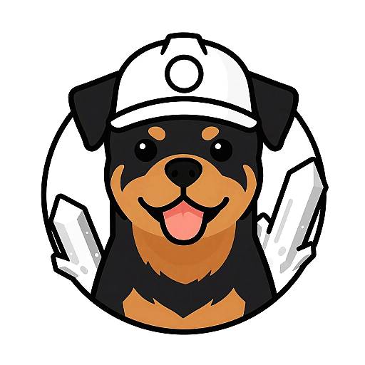 Kawaii Rottweiler Geologist Illustration