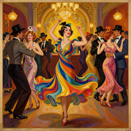 1920s Speakeasy Vibrant Hand-Painted Scene