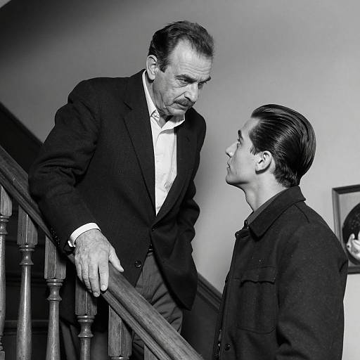 Candid Moment on Wooden Staircase