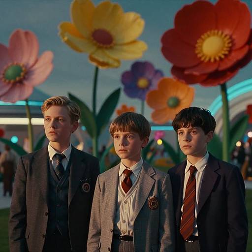 Wes Anderson Futuristic Floral Scene