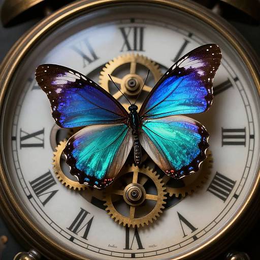 Surreal Butterfly Emerging from Clock