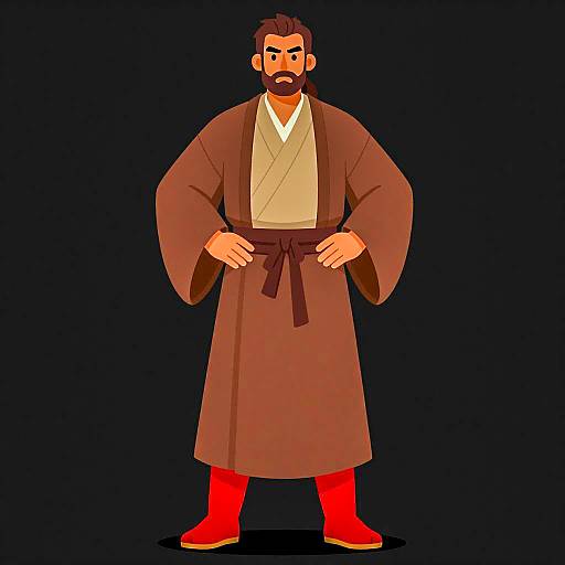 Male Figure in Traditional Robe Digital Illustration