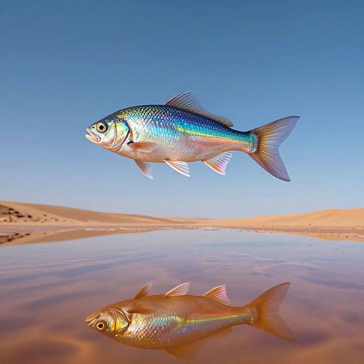 Ethereal Iridescent Fish in Surreal Sky