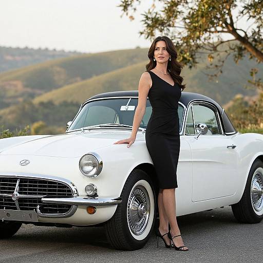 Elegant Woman with Classic 1954 Kaiser Darrin