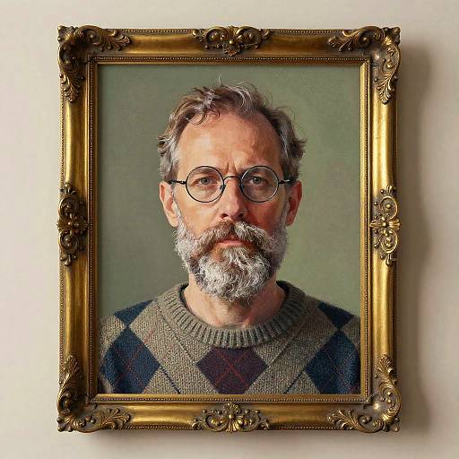 Stylized Portrait with Brass Frame