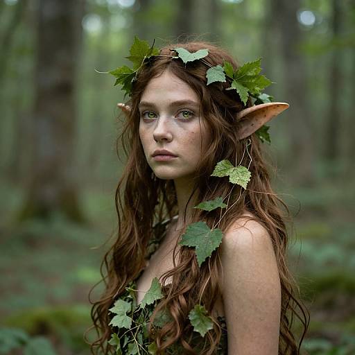 Tranquil Dryad in Deciduous Forest