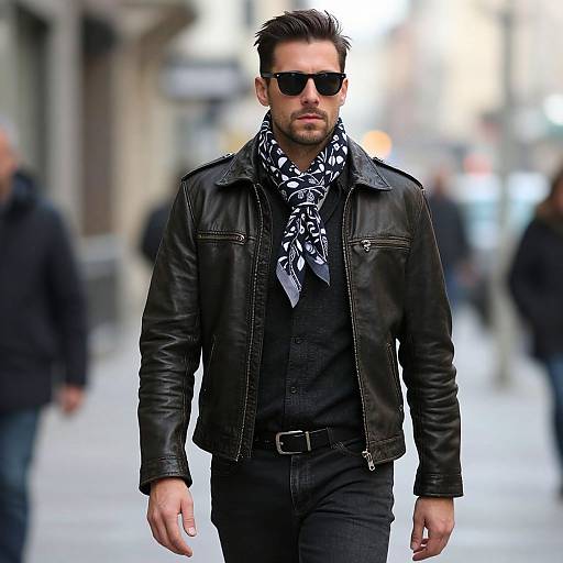 Trendy Man in Leather Jacket