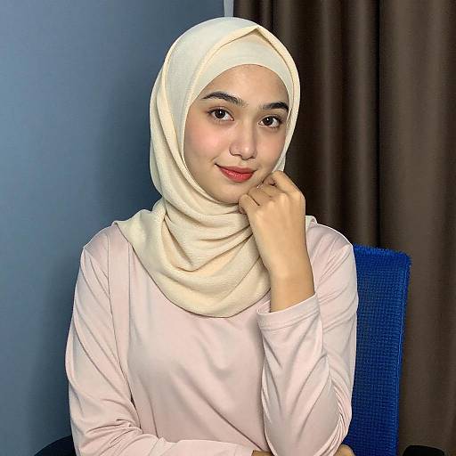 Portrait of Woman in Beige Hijab