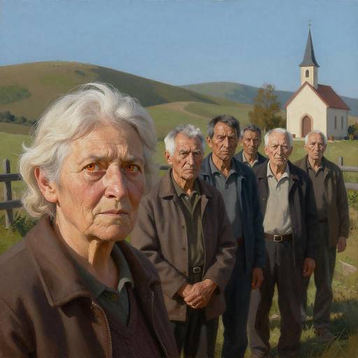 Elderly Group in Sunlit Landscape