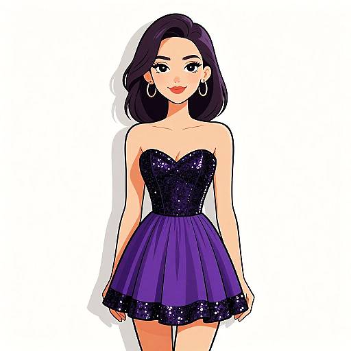 Smiling Woman in Black Sequin Dress