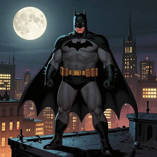 Obese Batman on Gotham Rooftop