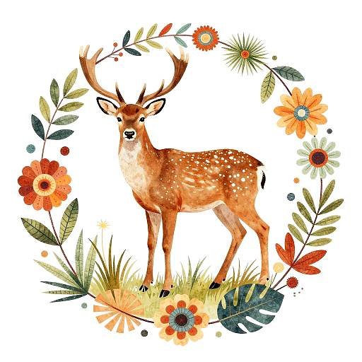 Boho Chic Deer Harmony Pattern