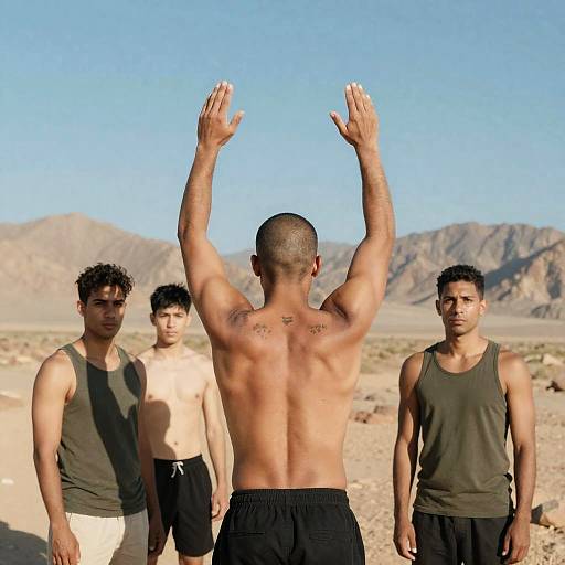 Four Men Posing in a Desert Landscape