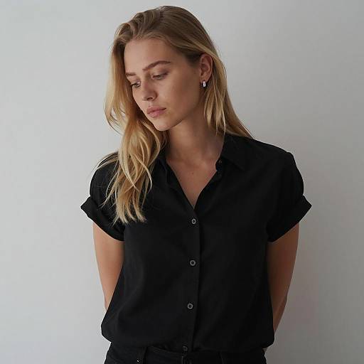 Blonde Woman in Simple Attire Portrait