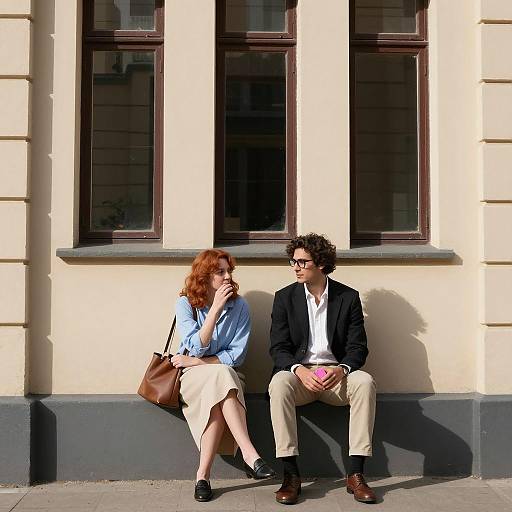 Casual Conversation Near a Beige Building