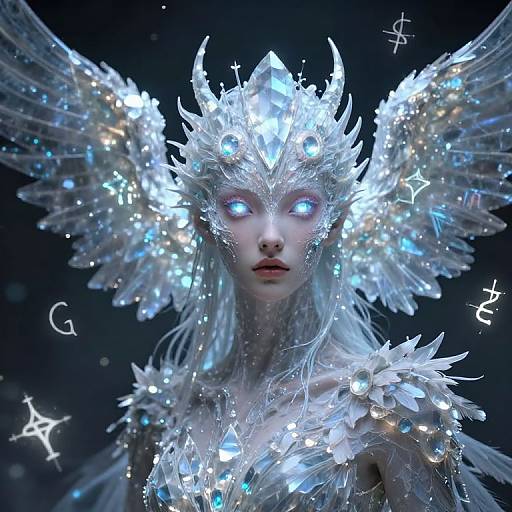 Mythical Creature Portrait with Crystalline Wings