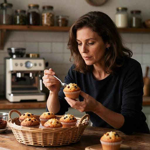 Intense Focus in a Rustic Kitchen