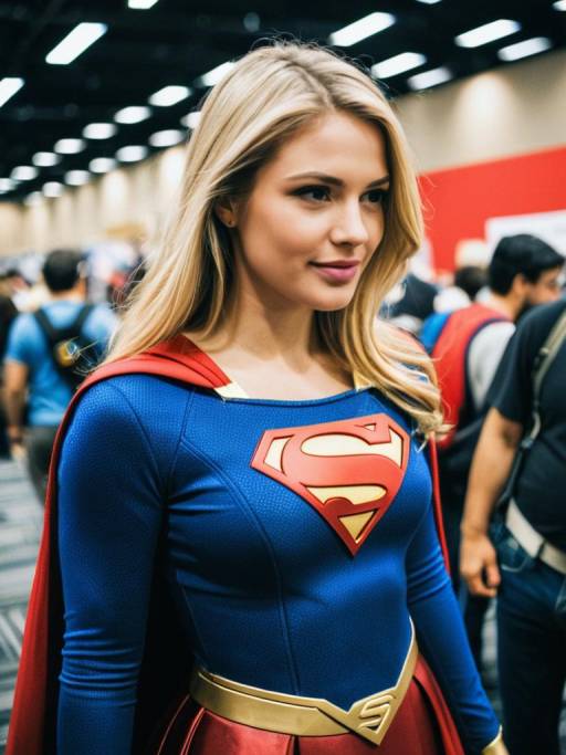 Woman in Supergirl Cosplay Costume