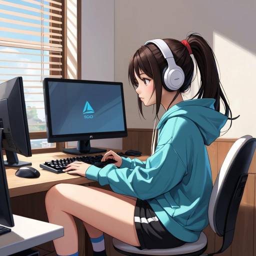 Girl in Hoodie Using Computer in Room