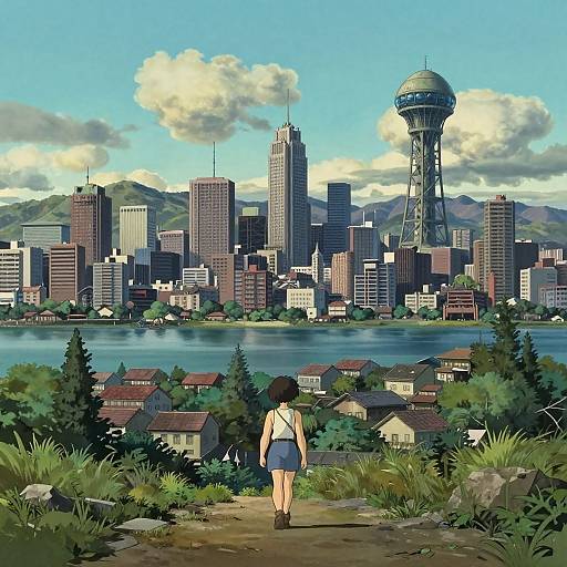 Post-Apocalyptic Cityscape with Alien Tower