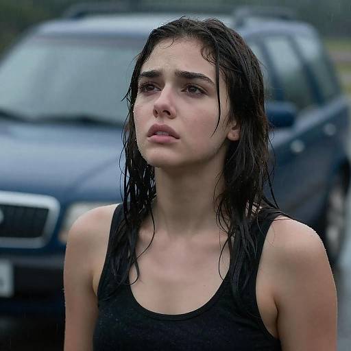 Melancholic Portrait of Rainy Reflection