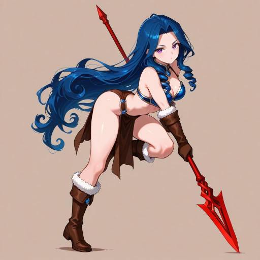 Athletic Female Warrior in Heroic Pose Athletic Female Warrior in Heroic Pose