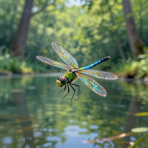 Impressionist Dragonfly Over Tranquil Pond