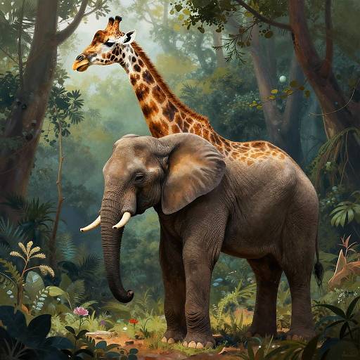 Mystical Giraffe-Elephant Creature Portrait