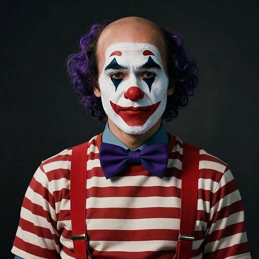 Serious Male Clown Portrait on Dark Background