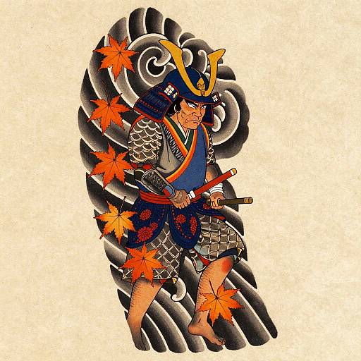 Traditional Japanese Samurai Tattoo Sleeve