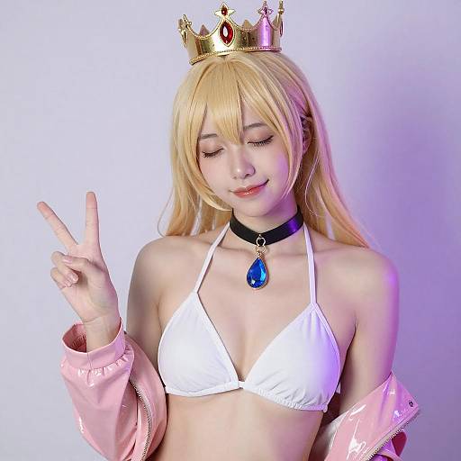 Blonde Cosplayer with Golden Crown