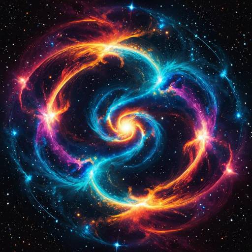 Colorful Nebulae Cosmic Spiral
