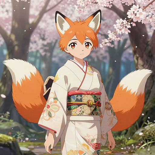 Foxy Anime Girl in Kimono
