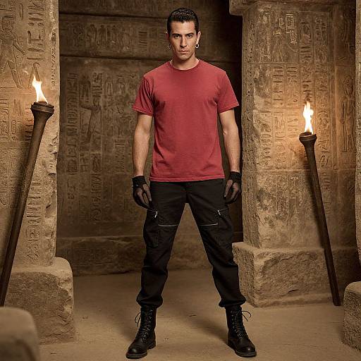 Vintage Style Man Amid Ancient Ruins