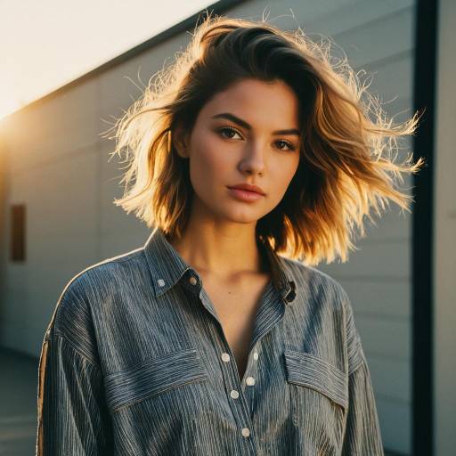 Fashion Model with Blended Layers Hairstyle