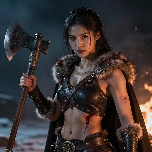 Winter Berserker Woman with Axe