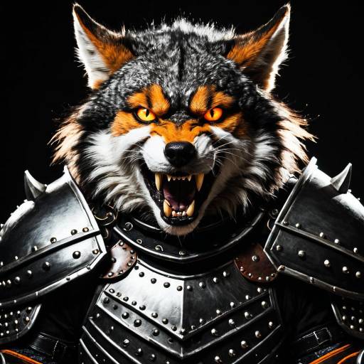 Fierce Furry Wolf Warrior in Studded Armor